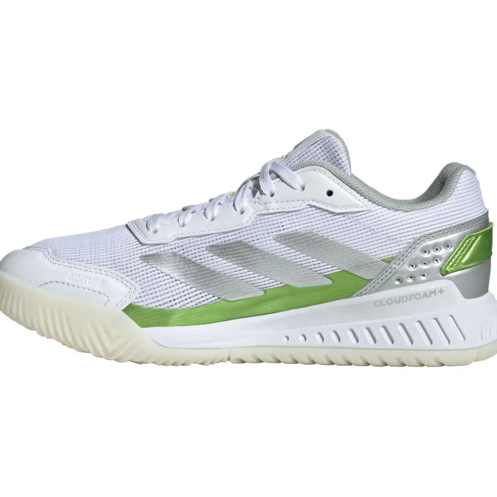 Adidas Courtquick padelschoenen dames cloud white silver metallic lucid lemon