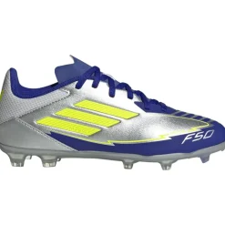Adidas F50 League Messi FG MG voetbalschoenen junior silver metallic solar yellow lucid blue