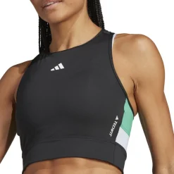 Adidas Techfit Colorblock Cropped Training tanktop dames  black semi court green
