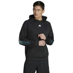 Adidas Train Icons 3-Stripes hoodie heren black arctic night white