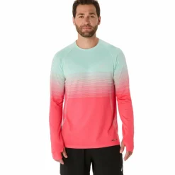 Asics Seamless LS hardloopshirt heren coral reef oasis green
