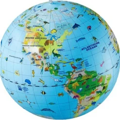 Caly Toys Wereldkaart met dieren opblaasbare bal 50 cm