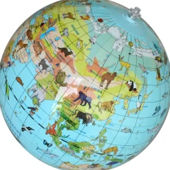 Caly Toys Wereldkaart met dieren opblaasbare bal 30 cm