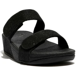 Fitflop LuLu Adjustable Shimmerlux Slides slippers dames black