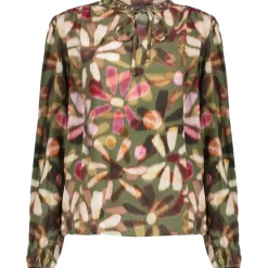 Geisha blouse dames green red