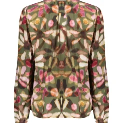 Geisha blouse dames green red