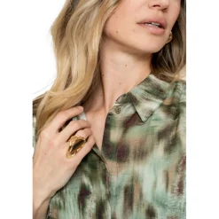 Geisha blouse dames green brown