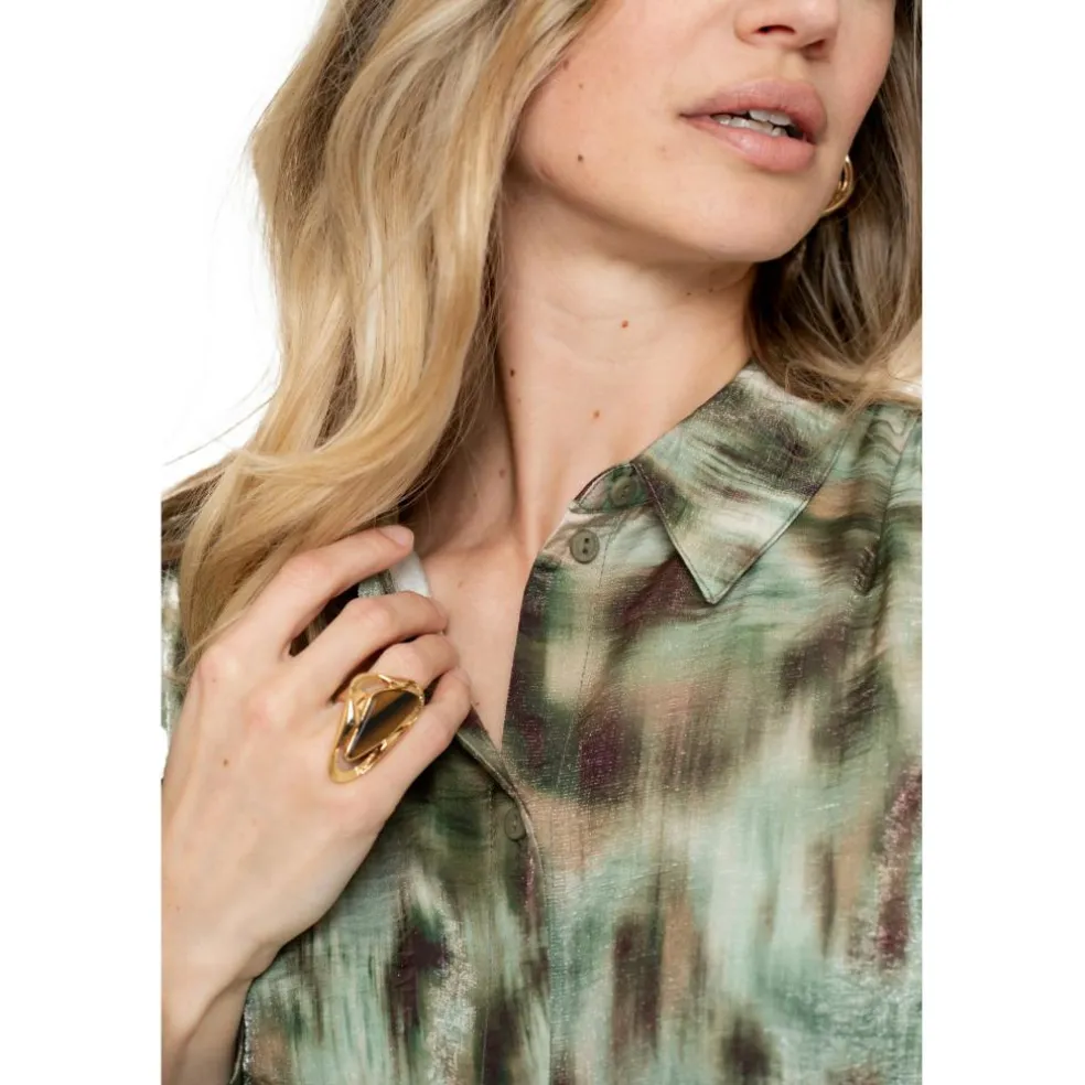 Geisha blouse dames green brown