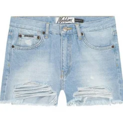 Malelions Damaged Denim short dames light blue