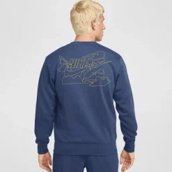 Nike Club FT Crew Bolt sweater heren midnight navy  lightening