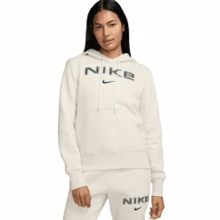 Nike Sportswear Phoenix Fleece Logo hoodie dames light  orewood brown white armor
