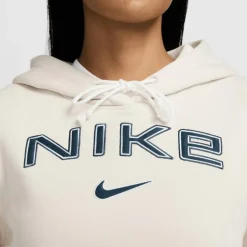 Nike Sportswear Phoenix Fleece Logo hoodie dames light  orewood brown white armor