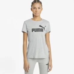 Puma Essentials Logo shirt dames light grey heather