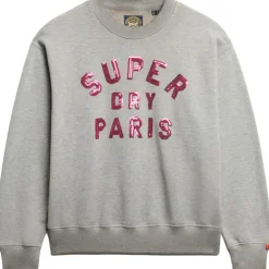 Superdry Embellished Varsity sweater dames grey marble