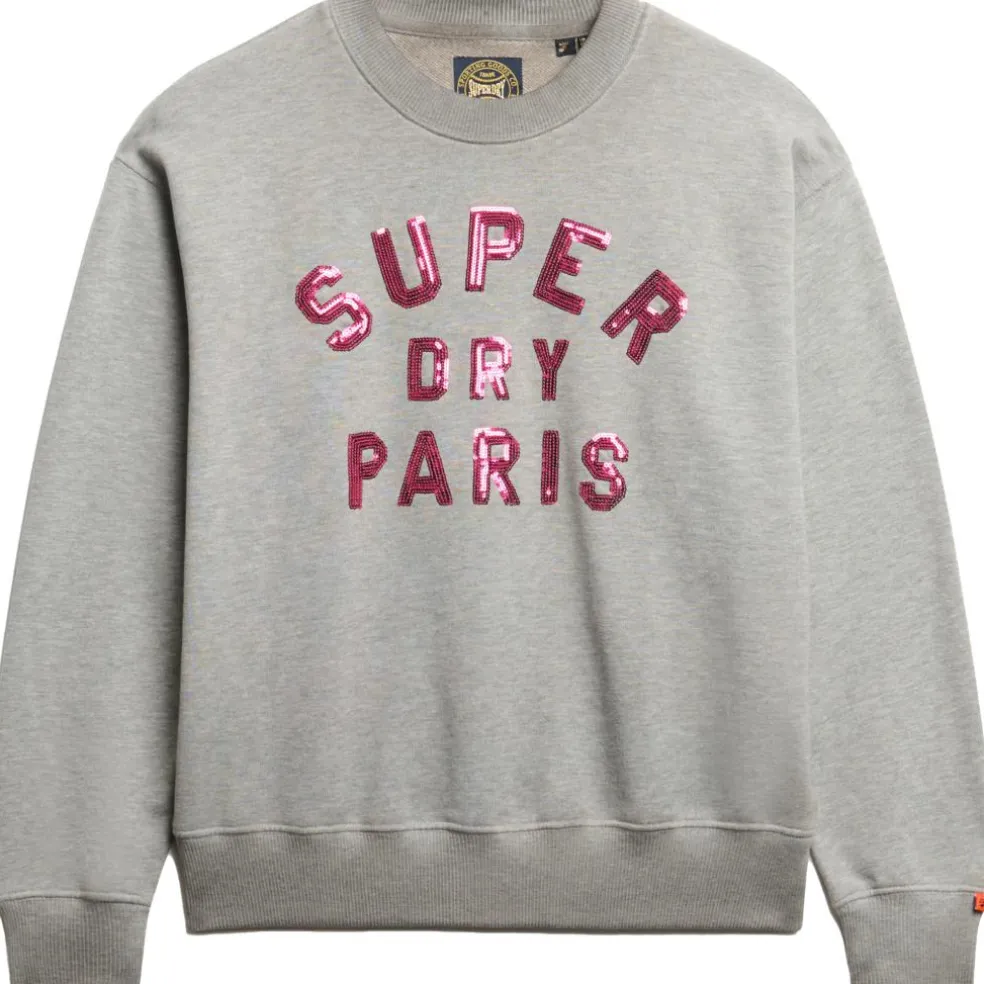 Superdry Embellished Varsity sweater dames grey marble