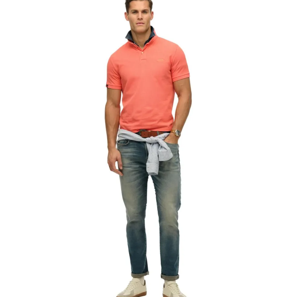 Superdry Vintage Destroy polo heren hot coral